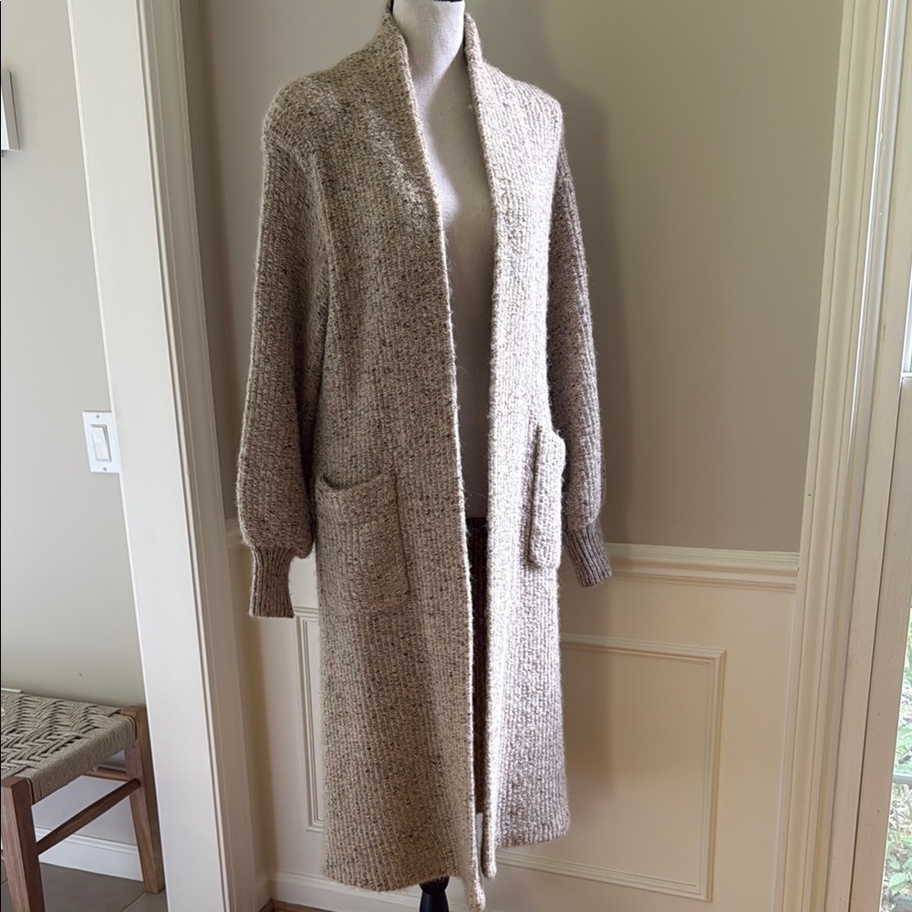 Vintage Wool Mohair Blend Long Textured Cardigan Sweater Belted Women's Large